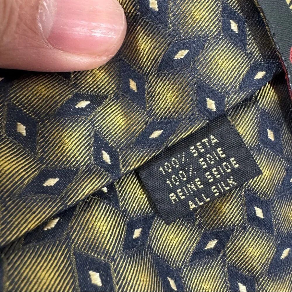 Carnaval de Venise Silk Geometric Tie Gold Black Italian Business Casual Office